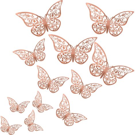 Papillons au mur x12 rose mariage