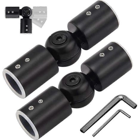Deux connecteurs d'angle pour tringle à rideaux, compatibles avec les tringles à rideaux de 1 pouce pour fenêtres en baie (noirs). (1/5)