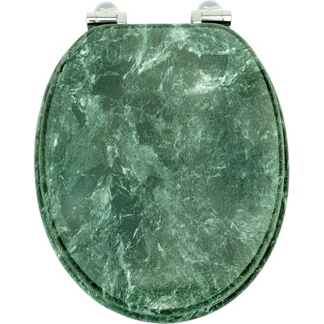 Abattant de toilette en MDF à descente automatique, charnière douce, noyau en panneau de fibres à densité moyenne (décor marbre vert) (1/5)