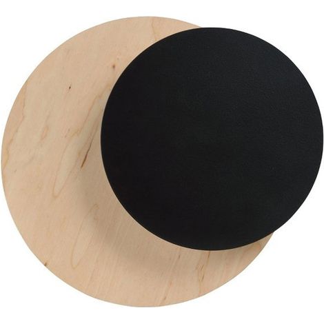 Applique 1 Luce A Disco Con Base In Legno Naturale E Acciaio Nero (1/5)