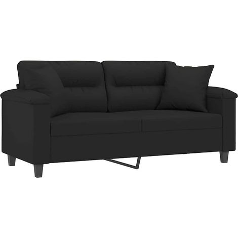 2-Sitzer-Sofa mit Kissen Schwarz 140 cm Mikrofasergewebe vidaXL (1/4)