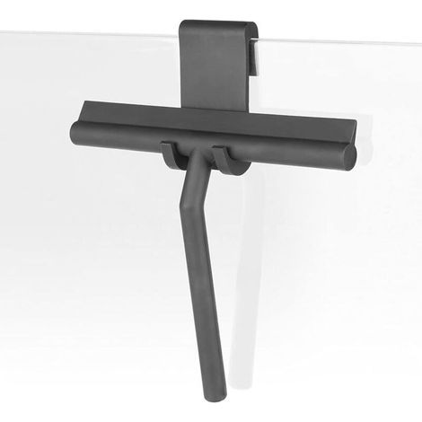 27cm Silicone Shower Squeegee - For Glass Shower Doors and Walls - With Hanging Hook - Black (1/5)