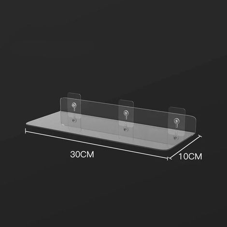 Étagère murale en acrylique transparent (L 30 cm x 10 cm) 20-50 cm, rangement flottant pour salle de bain/cuisine, support mural transparent épais pour la décoration (1/5)