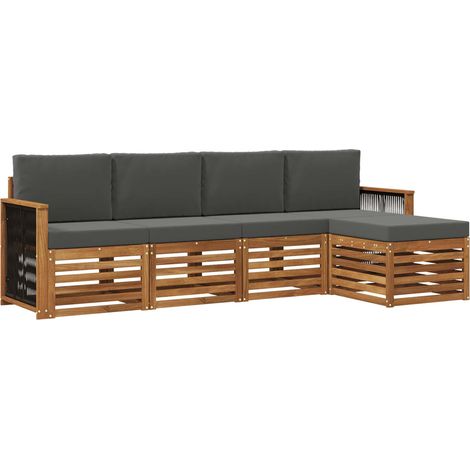 Conjunto de sofás de exterior 5 pcs Natural y Antracita vidaXL (1/5)