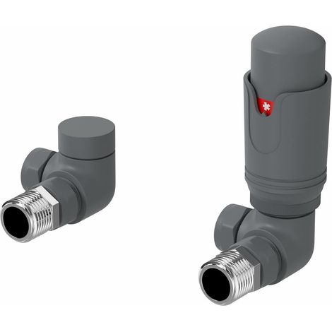 DuraTherm Corner Anthracite Thermostatic Radiator Valve Pack - 15mm (1/4)