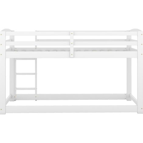 Litera infantil y juvenil 90 x 200 cm blanca de pino con escalera (1/5)