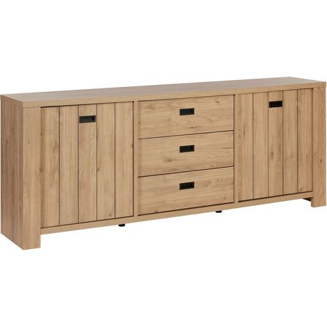 Buffet 2 porte 3 tiroirs aspect bois finition Castel Oak - ANATOLE (1/5)