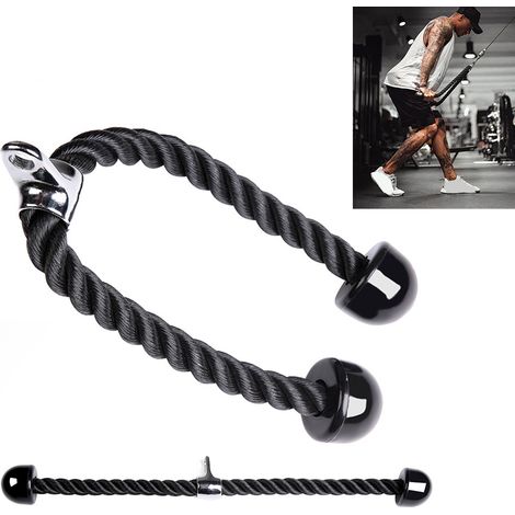 Corde triceps renforcée pour abdos, tirages latéraux, biceps, musculation et fitness en salle de sport (1/5)