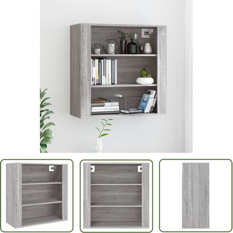The Living Store Armoire murale Sonoma gris 80x33x80 cm Bois d'ingénierie - Armoire Murale - Meuble Rangement - Rangement Vertical - Armoire Suspendu - Décoration Intérieure (1/5)