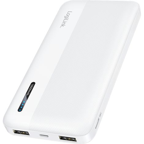 Batterie externe LogiLink 10 000 mAh blanche, port USB-C + 2 ports USB-A, charge rapide avec LED (1/5)