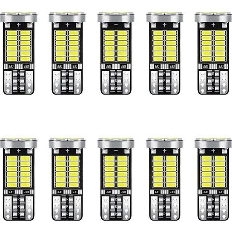 Ampoules T10 LED,6500K 300LM 2W 12V,34 SMD 3014,Ampoules Pas De Polarité Conçu W5W Wedge pour Éclairage Intérieur Voiture, Plafonnier,Feux de Plaque, Tableau de Bord,10pcs(Blanc) (1/5)