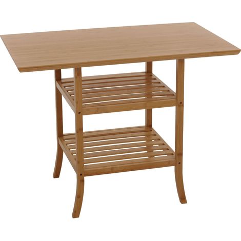 Table en bambou HWC-N84, table de balcon, table d'appoint, table de salle à manger certifi (1/5)