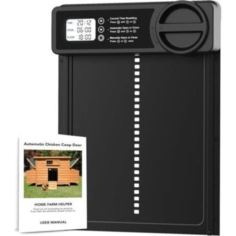Porte Automatique Poulailler avec Minuterie du Soir/Matin, Porte Poulailler Automatique Anti-pincement Alliage d'aluminium Écran LCD Étanche (1/5)