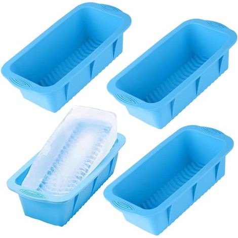 Vassoio per cubetti di ghiaccio Allecto Plus XXL, set da 4 pezzi, in silicone riutilizzabile, extra large, 4,4 kg, refrigeratore per ghiaccio, bagno di ghiaccio (1/5)