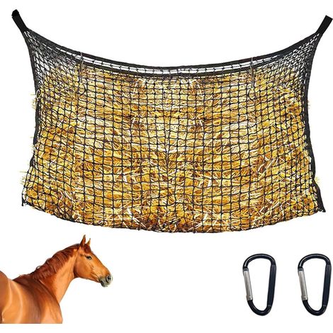 Réseau de Foin 90X120 avec Mousqueton Filet a Foin Cheval Maille Dense Résistante à la Déchirure Grande Taille et Robuste Filet Cheval Convient aux Chevaux Bovins Moutons et Anes (1/5)