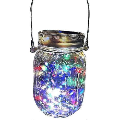 Solarbetriebene Lichterkette zum Aufhängen an Einmachglasdeckeln, 1 Stück, ideal zum Dekorieren von Garten, Rasen, Hochzeiten usw. (1/5)
