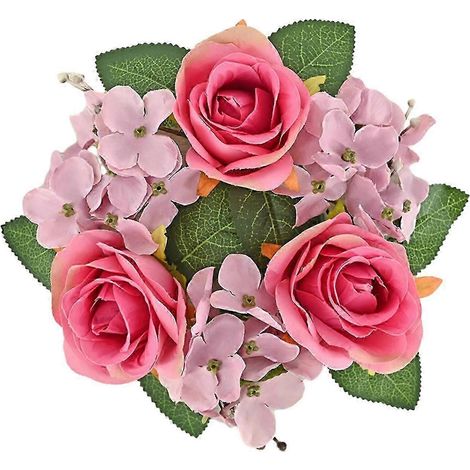 Couronne de bougies de Noël, bougeoir pour bougies piliers, couronne de roses artificielles, guirlande de bougies bohème pour porte, cuisine, fête, décoration intérieure-rose red