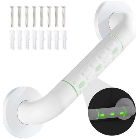 Anti-slip grab bar for bathroom, shower grab bar with illuminated ring - with covered flange, 40 cm (1/4)