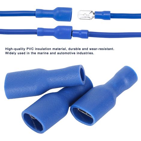 1000 pièces connecteurs femelles isolés en PVC bleu FDFD2-250 pour câblage électrique et travaux d'ingénierie (1/5)