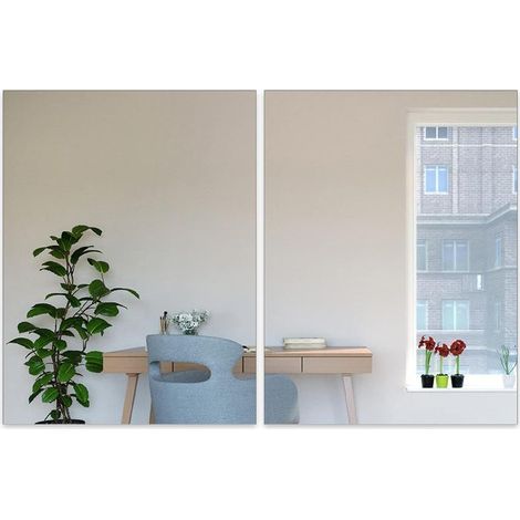 Lot de 2 stickers muraux en acrylique effet miroir – 40 x 30 cm (1/5)