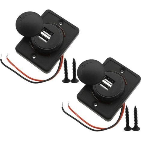 2pcs 3.1A Double Prise USB de Voiture Auto Câble Rouge Chargeur Socket 2 Adaptateur Port 12V-24V Charge Panneau de Chargement Connecteur (1/4)