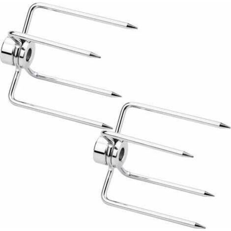 2 pcs Fourchette Tourne Broche Fourchette à Barbecue pour Rôtissoire à Gril Outil pour Barbecue--INHHUB (1/4)