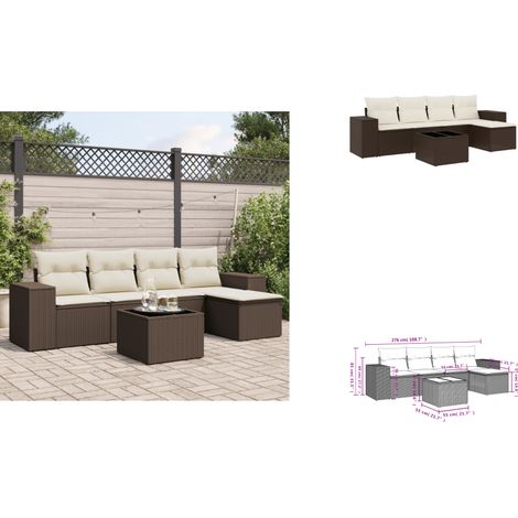 6-tlg. Garten-Sofagarnitur mit Kissen Braun Poly Rattan - Garten Sofagarnitur - Garten Sofagarnituren - Outdoor Sofagarnitur - Sofagarnitur Terrasse (1/3)
