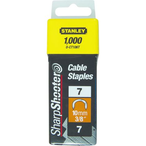 grapa cable tipo 7. acero. fijación de cables. -. grapadora manual. 1000 unidades - stanley medidas 10mm