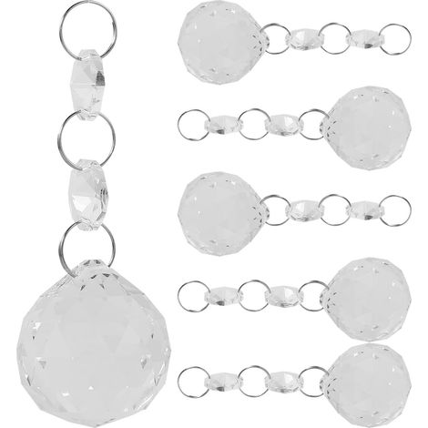 Lot de 6 Pendentifs Suspendus en Cristal Transparent 30 Mm, Ornement Décoratif pour Lustre Plafond, à Suspendre Lumineuse Décoration Mariage, Saint-Valentin et Intérieur (1/5)