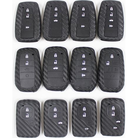 (Exclusivité Asie du Sud-Est) Coque de télécommande de voiture en silicone et fibre de carbone pour Toyota modèle C2-B, compatible avec les clés de voiture Toyota, Camry, CRV et Reiz (1/5)