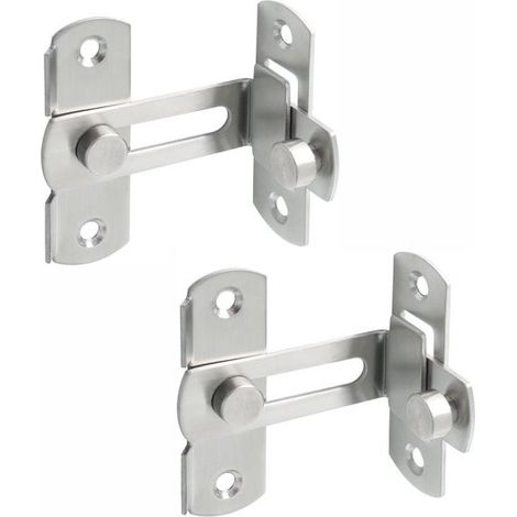Serratura per porta scorrevole a 90°，2 pezzi，Chiavistello per porta scorrevole，Chiavistello ad angolo retto in acciaio inox (1/5)
