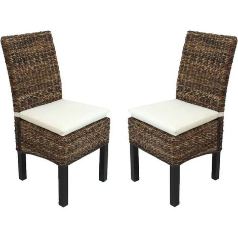 Juego de 2 sillas de comedor Bali en trenza de plátano oscuro con cojín de diseño rústico 040000198 (1/5)
