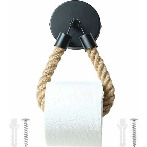 Soporte de papel higiénico de cuerda vintage para pared, portarrollos de papel higiénico, soporte de papel higiénico de cuerda de cáñamo adhesiva, cuerda para toallas para baño y cocina.