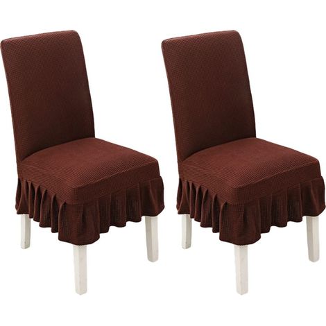 Lot de 2 housses de chaises de salle à manger, amovibles, lavables et résistantes aux taches, pour la maison et les restaurants, marron ambré (1/5)