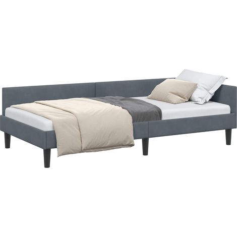 Maison Exclusive - Cornice del letto ad angolo Grigio scuro 100 cm x 200 cm
