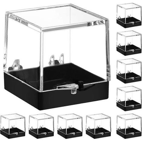 Mini-Vitrinen für Edelsteine, Kristallproben, quadratische, durchsichtige Kunststoffvitrine, tragbare Aufbewahrung für Mineraliensammlungen, 10er-Set. (1/5)