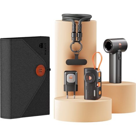 Havit STK011 Kit de voyage UE - kit (chargeur de voyage + batterie externe + câble USB-C + ventilateur de poche) (1/5)