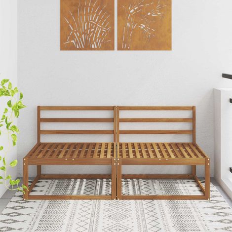 vidaXL 2 Piece Outdoor Middle Sofa Natural 158 x 83 x 73 cm