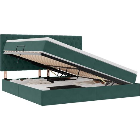 Maison Exclusive - Letto con contenitore e materasso Verde Scuro 200 x 200 cm