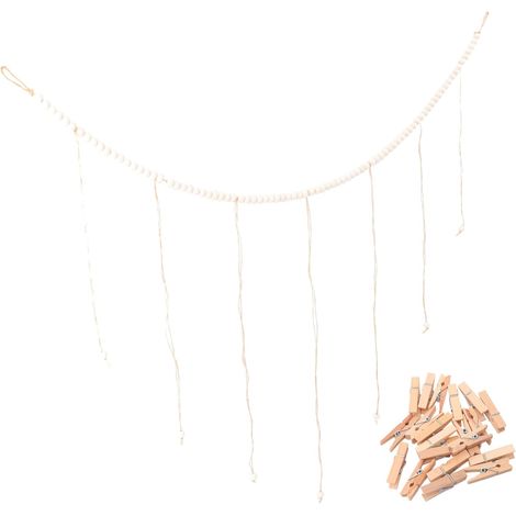 Guirlande De Perles Porte-Photo Mural Pinces pour Photos avec Ficelle pour Accrocher des Photos Muraux (1/4)