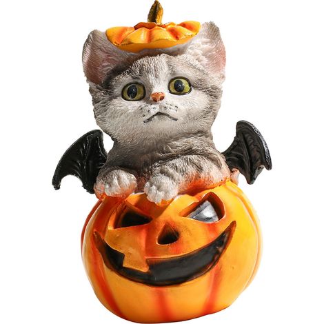 Figurine Citrouille - Résine - Décoration Halloween Tableau Cheminée Intérieur Extérieur - Lot de 1 (1/5)