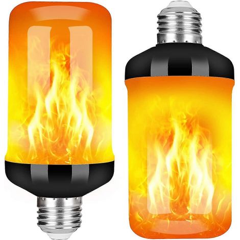 LED-Flammeneffekt-Glühbirne, verbesserte Version mit 4 Modi, flackerndes Feuer, Weihnachtsbeleuchtung, E26-Sockel, Flammenbirne mit umgekehrtem Effekt (2er-Pack) (1/5)