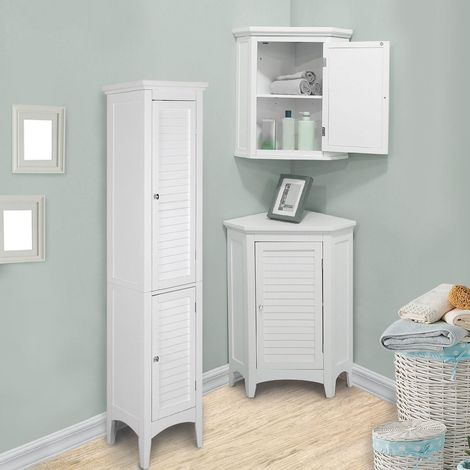 Teamson Home Bathroom Corner Cabinet Unit Set 3 pieces White ELG-CSETW (1/5)
