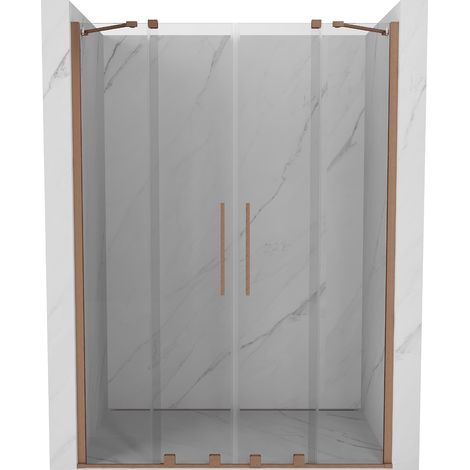 Mexen Velar Duo ausziehbare Duschtür 160 cm, transparent, Kupfer gebürstet - 871-160-000-02-65 (1/5)