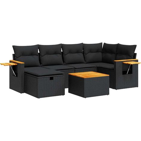 Set Divani da Giardino con Cuscini 7pz Nero Polyrattan vidaXL (1/5)