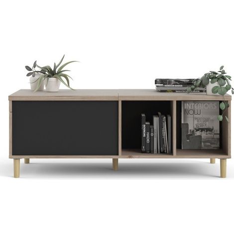 Tavolino 119 x 60 cm nero opaco e rovere - Trapani (1/5)