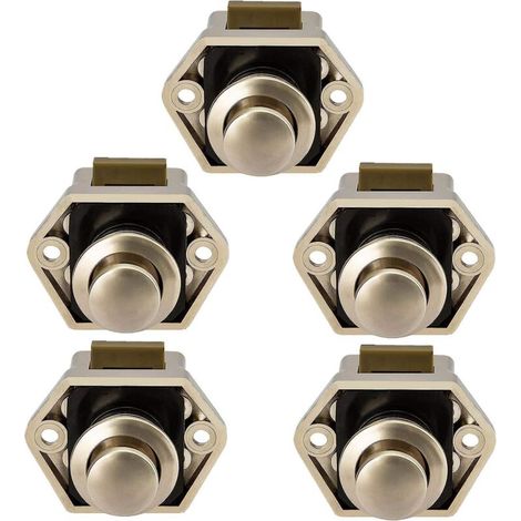 Poignée de verrouillage à bouton-poussoir en nickel, 5 pièces, pour porte de camping-car, caravane ou placard (1/5)