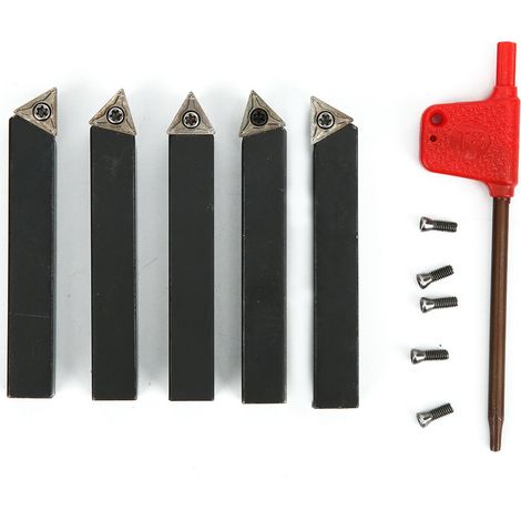 Jeu de 5 outils de tournage indexables 3/8 po en carbure cémenté pour tours d'usinage et de dressage (1/5)