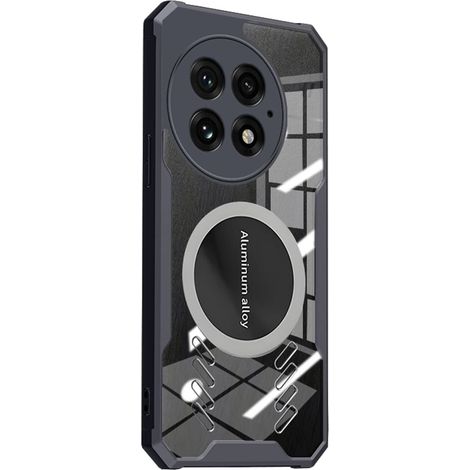 Funda para OnePlus 13, con placa magnética, transparente/negra. (1/5)