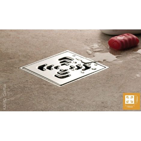Drain  de douche carré en acier inoxydable CONFLUO SQUARE 15x15 cm